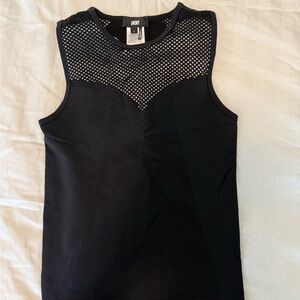 NWOT DKNY Women's Black Tank Top with Mesh Accent